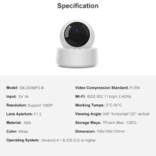 Sonoff GK-200MP2-B caméra de sécurité IP WiFi sans fil APP contrôlée 1080P HD mouvement détective 360 ° surveillance activité alerte caméra