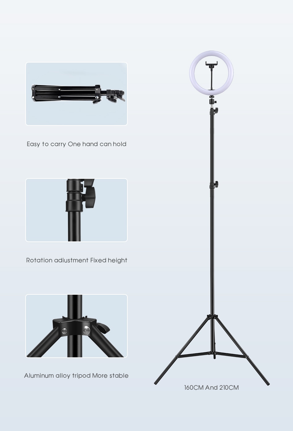 Selfie anneau lumière photographie lumière led jante de lampe avec support de téléphone portable grand trépied support pour tik Youtube tiktok tok ringlight