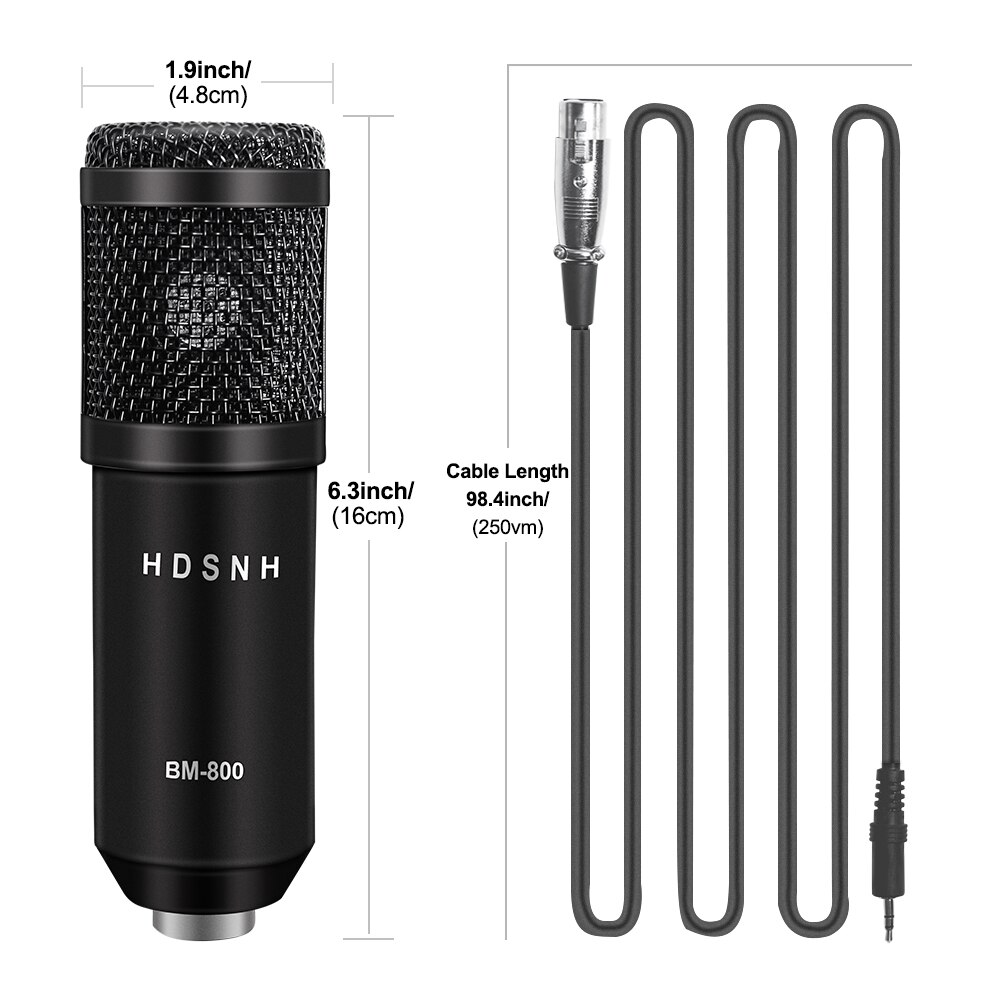 Microphone à condensateur filaire professionnel, micro d'enregistrement pour ordinateur, karaoké, KTV, 3.5Mm, BM800 Microphone à condensateur filaire professionnel, micro d'enregistrement pour ordinateur, karaoké, KTV, 3.5Mm, BM800