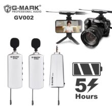 G-MARK GV002 sans fil lavalier Microphone UHF pour téléphone DSLR caméra Interview enregistrement en direct batterie au lithium 50m portée sans fil