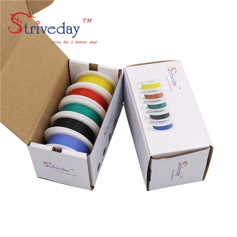 Câbles étirables en silicone, boîte de 5 couleurs, 18/20/22/24/26/28/30 AWG, fil électrique, 2 paquets, en cuivre, DIY