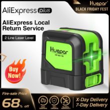 Huepar Niveau Laser 2 Lignes Auto-nivellement (4 Degrés) Faisceau Vert Rouge Laser Ligne Horizontal & Ligne Vertical et Croisée avec Base Magnétique
