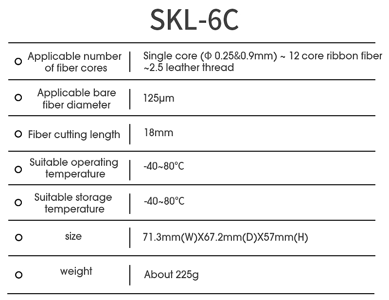 Nouveau couperet de fibres SKL-6C couteau de coupe de câble FTTH couteau à fibres optiques outils coupeur haute précision couperets de fibres 16 lame de surface Nouveau couperet de fibres SKL-6C couteau de coupe de câble FTTH couteau à fibres optiques outils coupeur haute précision couperets de fibres 16 lame de surface