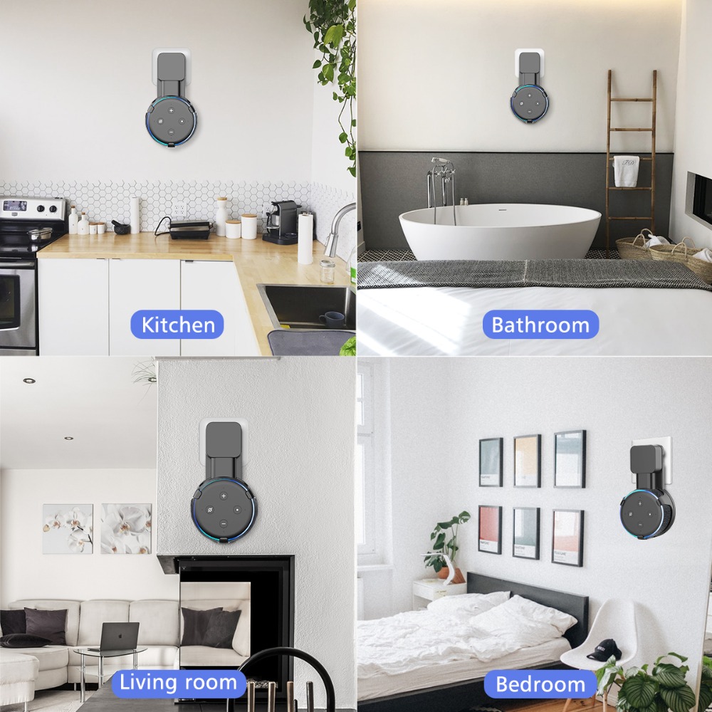 PlusAcc prise support mural support de suspension pour Amazon Alexa Echo Dot 3rd Gen travail pour Amazon Echo Dot 3 support étui brancher dans la chambre PlusAcc prise support mural support de suspension pour Amazon Alexa Echo Dot 3rd Gen travail pour Amazon Echo Dot 3 support étui brancher dans la chambre