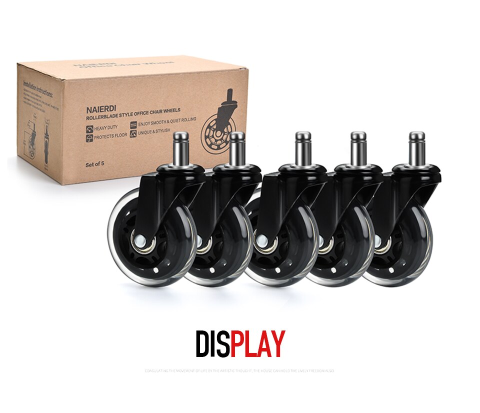 NAIERDI-roulettes pour chaise de bureau, roulettes pivotantes en caoutchouc de 3 pouces, 5 pièces, matériel de rechange pour meuble NAIERDI-roulettes pour chaise de bureau, roulettes pivotantes en caoutchouc de 3 pouces, 5 pièces, matériel de rechange pour meuble