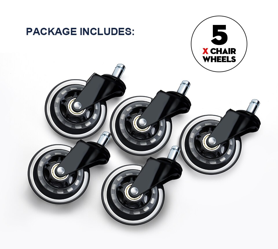 NAIERDI-roulettes pour chaise de bureau, roulettes pivotantes en caoutchouc de 3 pouces, 5 pièces, matériel de rechange pour meuble NAIERDI-roulettes pour chaise de bureau, roulettes pivotantes en caoutchouc de 3 pouces, 5 pièces, matériel de rechange pour meuble