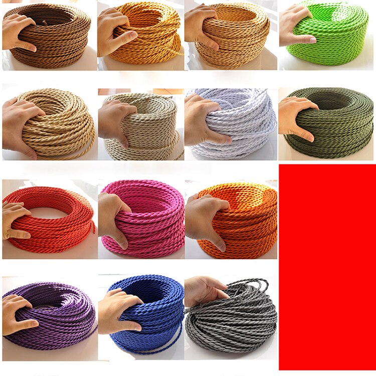 0.75mm * 2 noyau électrique fil de cuivre Vintage torsadé tissu câble tissé 2 cordon Textile câble pendentif lampe cordon Edison éclairage 0.75mm * 2 noyau électrique fil de cuivre Vintage torsadé tissu câble tissé 2 cordon Textile câble pendentif lampe cordon Edison éclairage