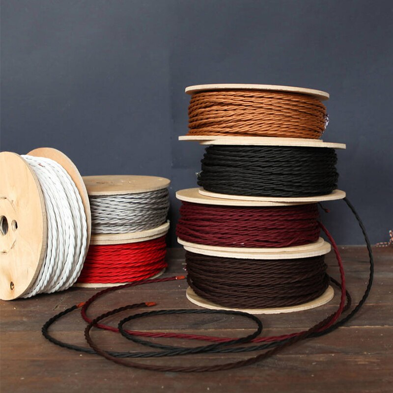 0.75mm * 2 noyau électrique fil de cuivre Vintage torsadé tissu câble tissé 2 cordon Textile câble pendentif lampe cordon Edison éclairage 0.75mm * 2 noyau électrique fil de cuivre Vintage torsadé tissu câble tissé 2 cordon Textile câble pendentif lampe cordon Edison éclairage