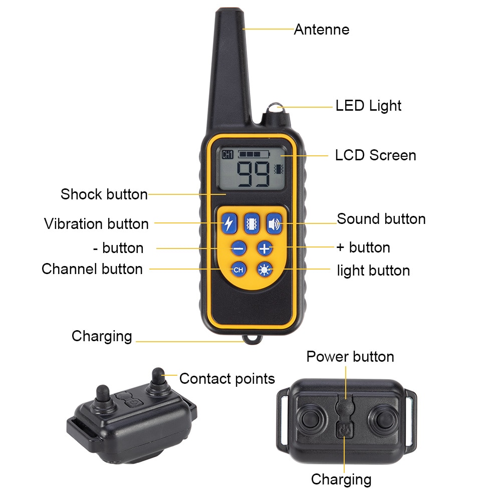 800m collier de dressage de chien collier dressage électrique pour animaux de compagnie télécommande étanche Rechargeable avec écran LCD pour tous les sons de Vibration de choc de taille 800m collier de dressage de chien collier dressage électrique pour animaux de compagnie télécommande étanche Rechargeable avec écran LCD pour tous les sons de Vibration de choc de taille