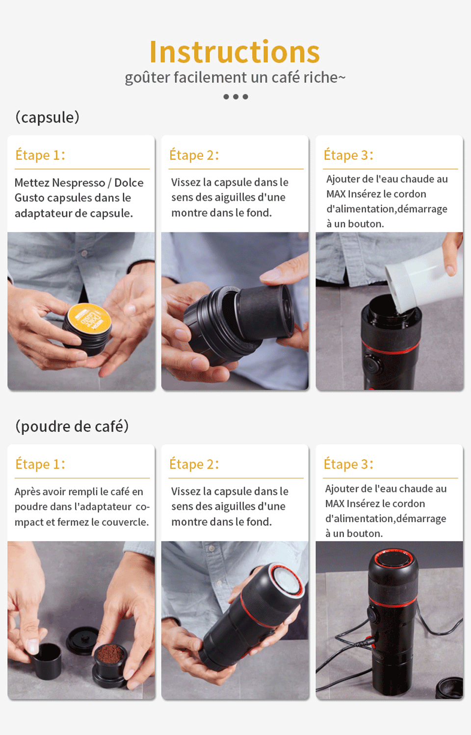 Machine à café Portable hiinfusion pour voiture DC12V Expresso cafetière Nespresso Dolcegusto Capsule Expresso machine à café en poudre H4 Machine à café Portable hiinfusion pour voiture DC12V Expresso cafetière Nespresso Dolcegusto Capsule Expresso machine à café en poudre H4