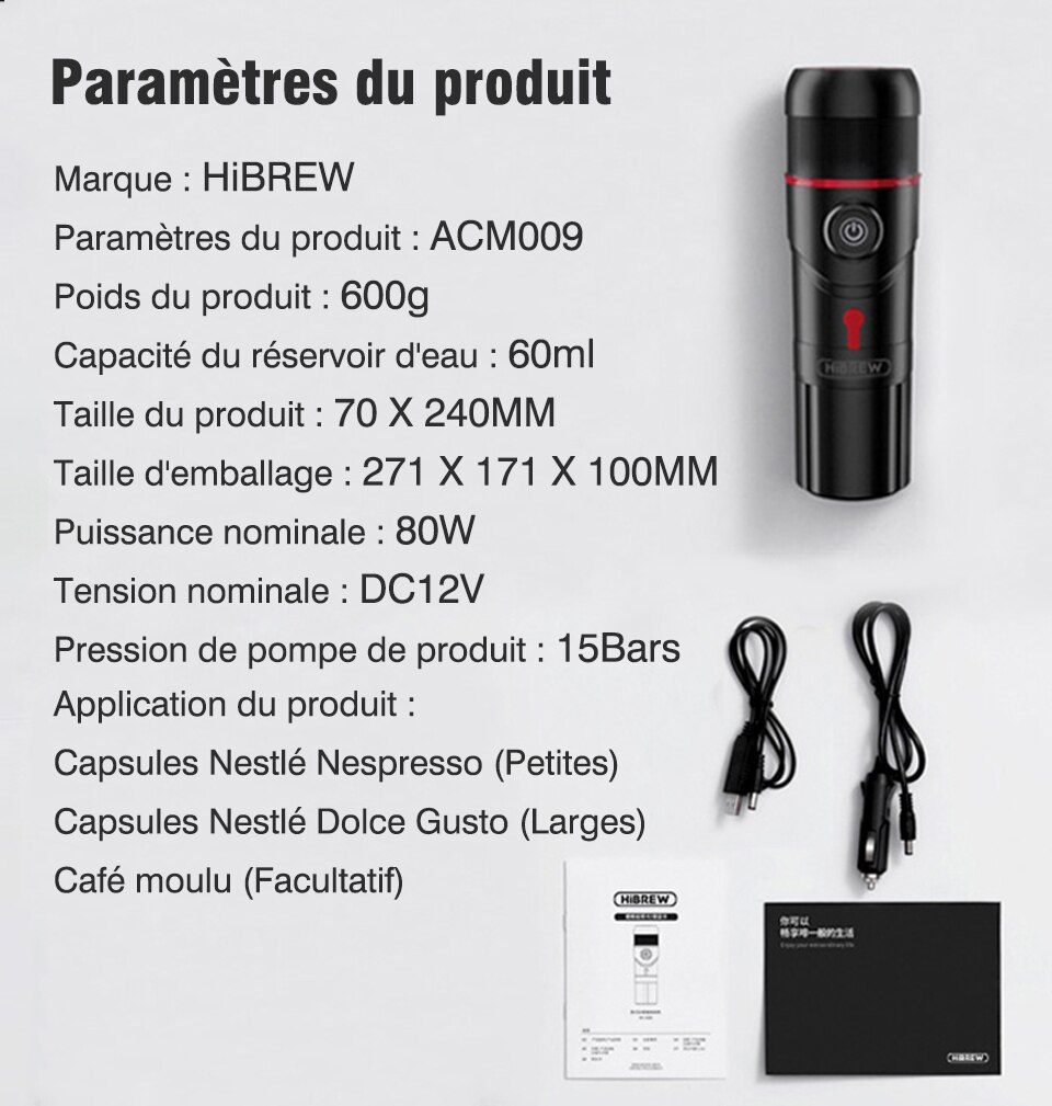 Machine à café Portable hiinfusion pour voiture DC12V Expresso cafetière Nespresso Dolcegusto Capsule Expresso machine à café en poudre H4 Machine à café Portable hiinfusion pour voiture DC12V Expresso cafetière Nespresso Dolcegusto Capsule Expresso machine à café en poudre H4
