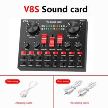 V8S – carte son externe Bluetooth USB, Microphone, casque, diffusion sur le web, divertissement personnel, streaming, diffusion en direct pour ordinateur PC
