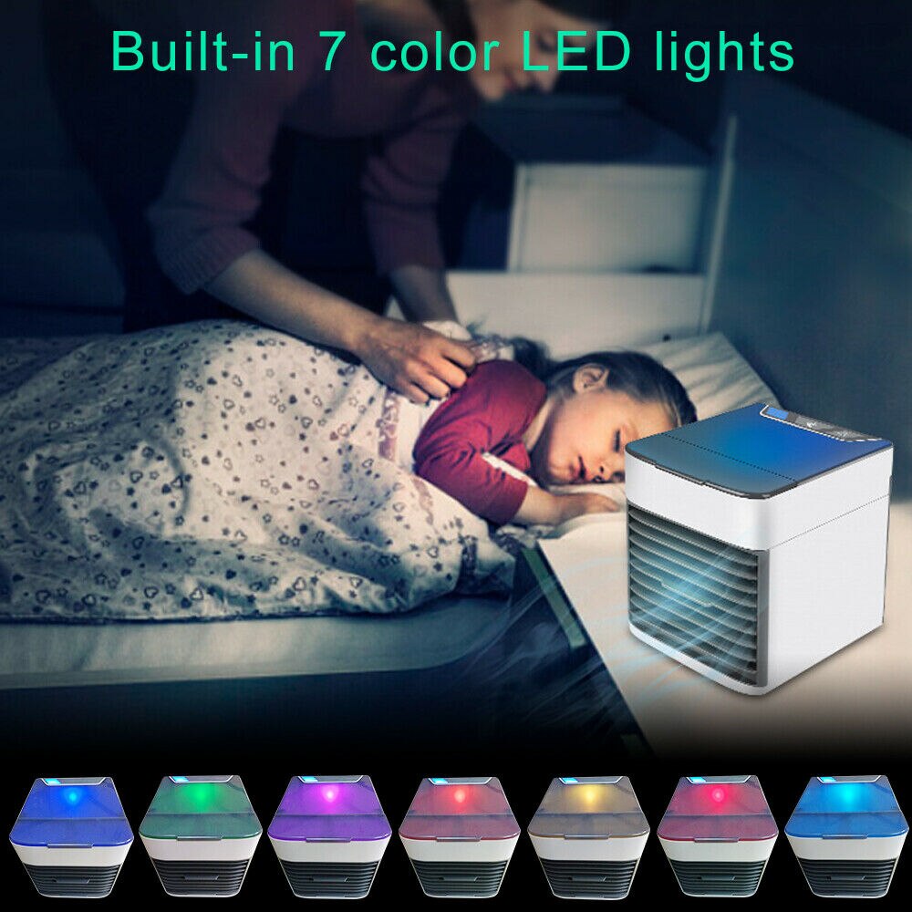Mini Portable D'air CoolerAir Climatiseur multifonction Humidificateur Purificateur 7 Couleurs LED D'air De Bureau USB Refroidissement Ventilateur À La Maison