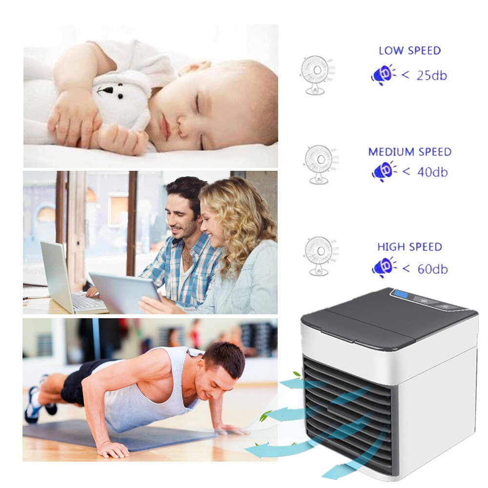Mini Portable D'air CoolerAir Climatiseur multifonction Humidificateur Purificateur 7 Couleurs LED D'air De Bureau USB Refroidissement Ventilateur À La Maison