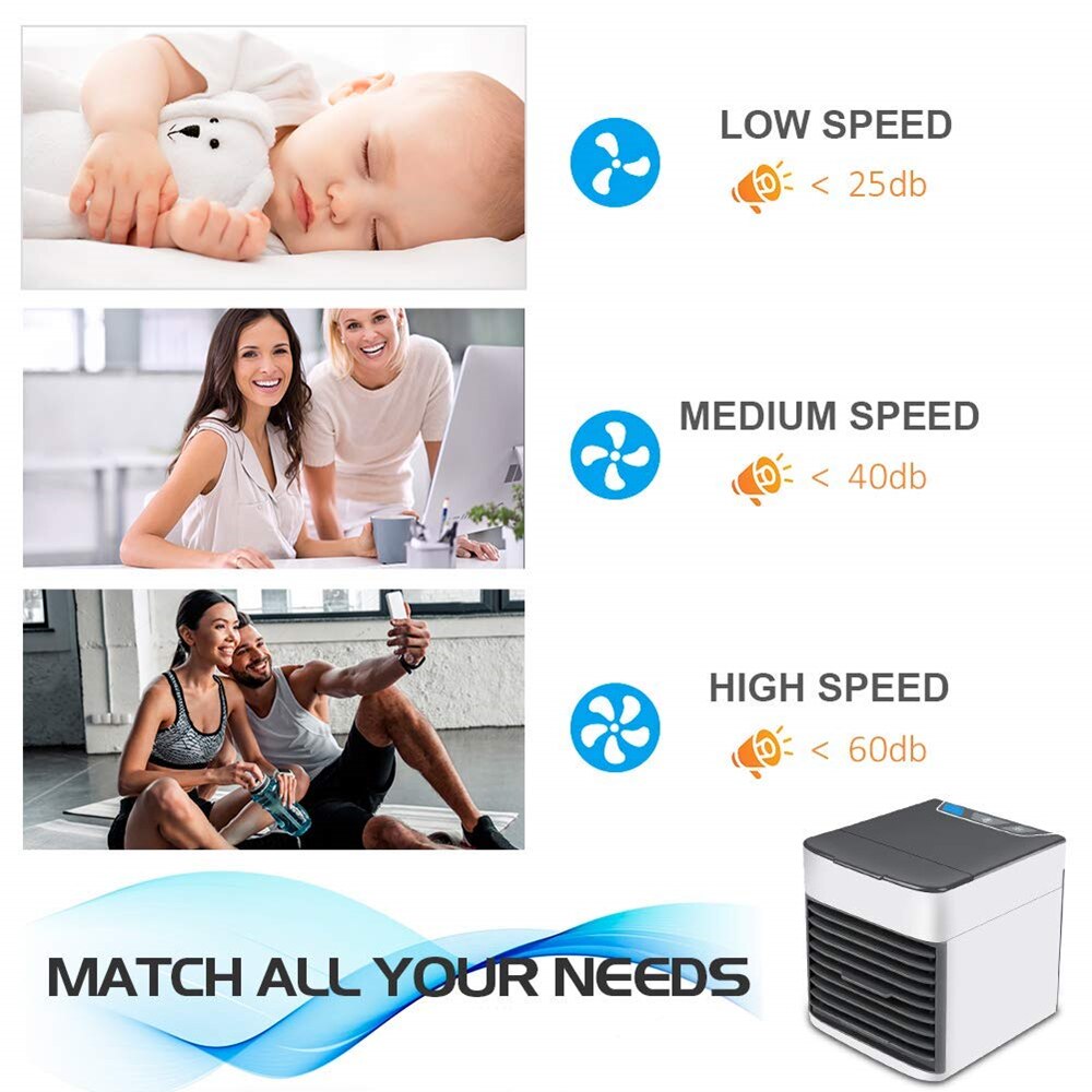 Mini Portable D'air CoolerAir Climatiseur multifonction Humidificateur Purificateur 7 Couleurs LED D'air De Bureau USB Refroidissement Ventilateur À La Maison