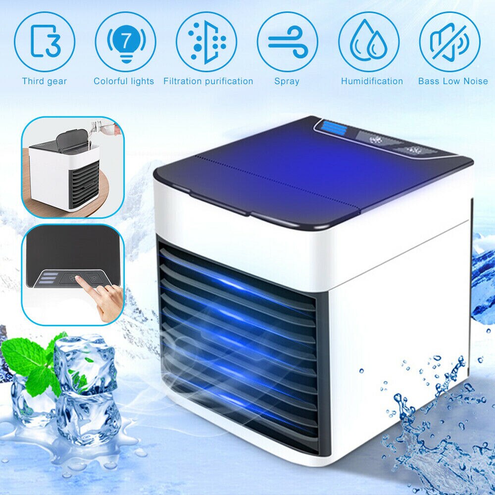 Mini Portable D'air CoolerAir Climatiseur multifonction Humidificateur Purificateur 7 Couleurs LED D'air De Bureau USB Refroidissement Ventilateur À La Maison