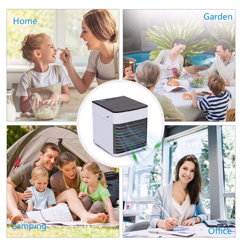Mini Portable D'air CoolerAir Climatiseur multifonction Humidificateur Purificateur 7 Couleurs LED D'air De Bureau USB Refroidissement Ventilateur À La Maison