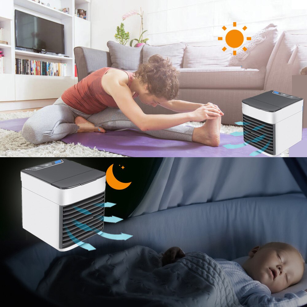 Mini Portable D'air CoolerAir Climatiseur multifonction Humidificateur Purificateur 7 Couleurs LED D'air De Bureau USB Refroidissement Ventilateur À La Maison
