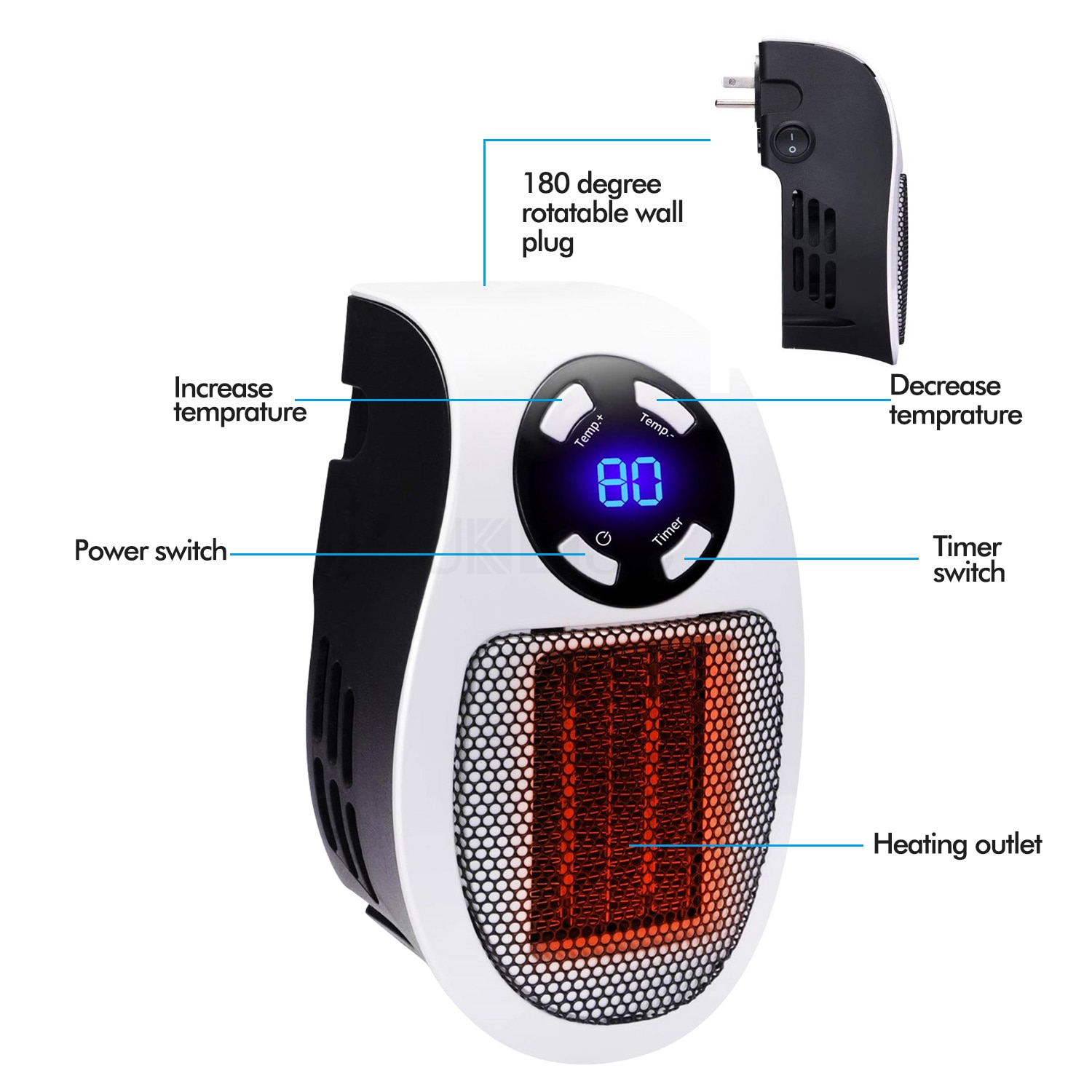 Chauffage électrique Portable 500W sûr silencieux en céramique ventilateur chauffage brancher dans l'air plus chaud mural Led chauffage 220V poêle radiateur chaud Chauffage électrique Portable 500W sûr silencieux en céramique ventilateur chauffage brancher dans l'air plus chaud mural Led chauffage 220V poêle radiateur chaud