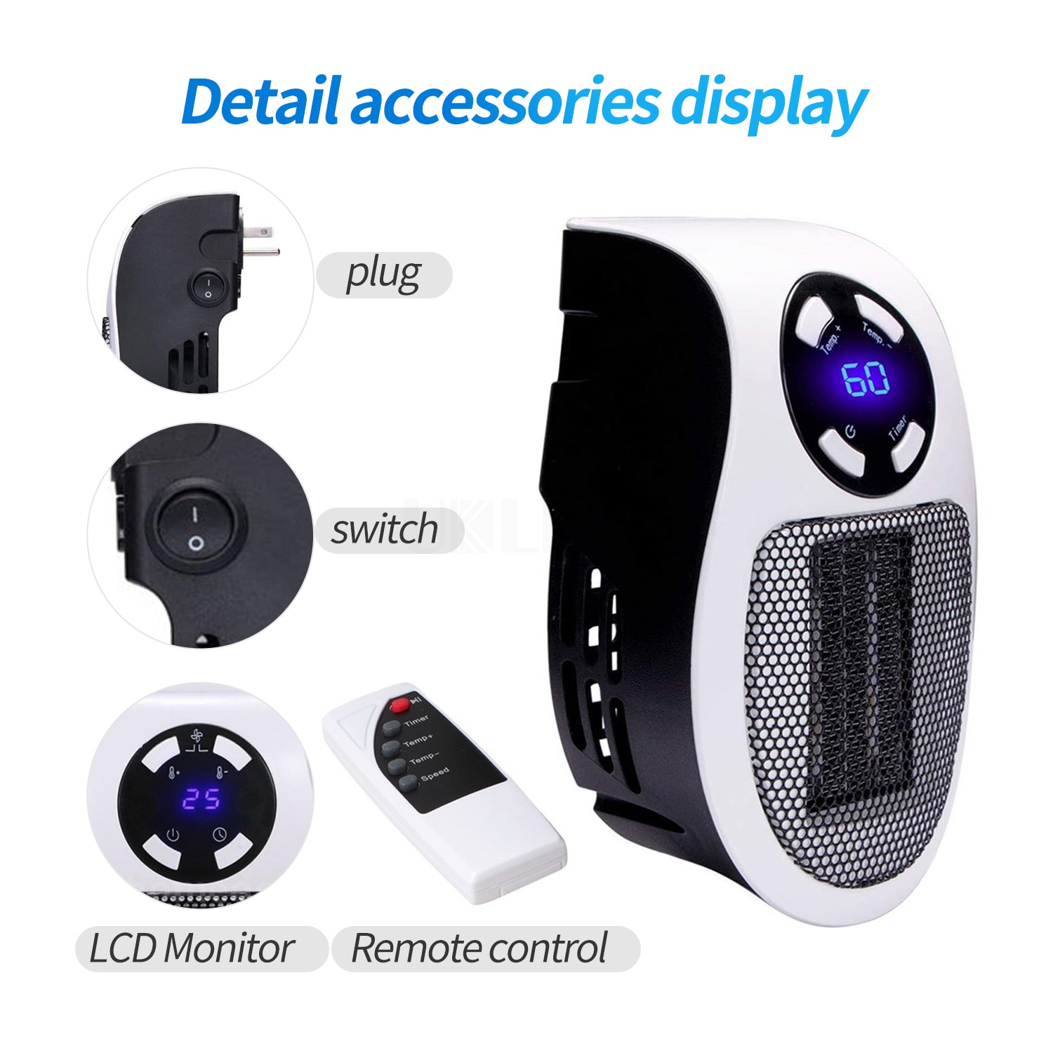 Chauffage électrique Portable 500W sûr silencieux en céramique ventilateur chauffage brancher dans l'air plus chaud mural Led chauffage 220V poêle radiateur chaud Chauffage électrique Portable 500W sûr silencieux en céramique ventilateur chauffage brancher dans l'air plus chaud mural Led chauffage 220V poêle radiateur chaud
