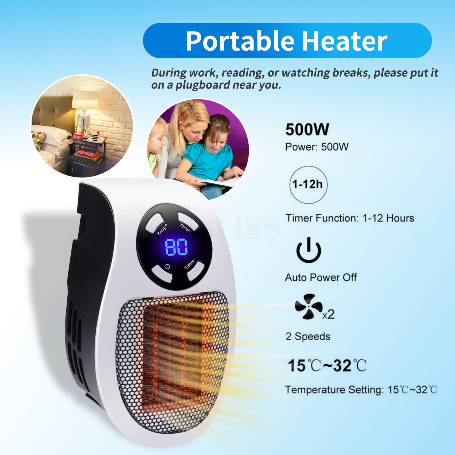 Chauffage électrique Portable 500W sûr silencieux en céramique ventilateur chauffage brancher dans l'air plus chaud mural Led chauffage 220V poêle radiateur chaud Chauffage électrique Portable 500W sûr silencieux en céramique ventilateur chauffage brancher dans l'air plus chaud mural Led chauffage 220V poêle radiateur chaud
