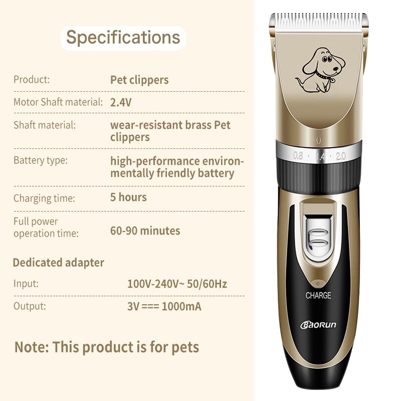 Tondeuse professionnelle Rechargeable pour chiens et chats, rasoir de toilettage à faible bruit, détacheur de poils d'animaux Tondeuse professionnelle Rechargeable pour chiens et chats, rasoir de toilettage à faible bruit, détacheur de poils d'animaux