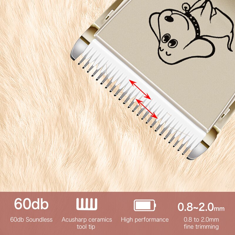 Tondeuse professionnelle Rechargeable pour chiens et chats, rasoir de toilettage à faible bruit, détacheur de poils d'animaux Tondeuse professionnelle Rechargeable pour chiens et chats, rasoir de toilettage à faible bruit, détacheur de poils d'animaux