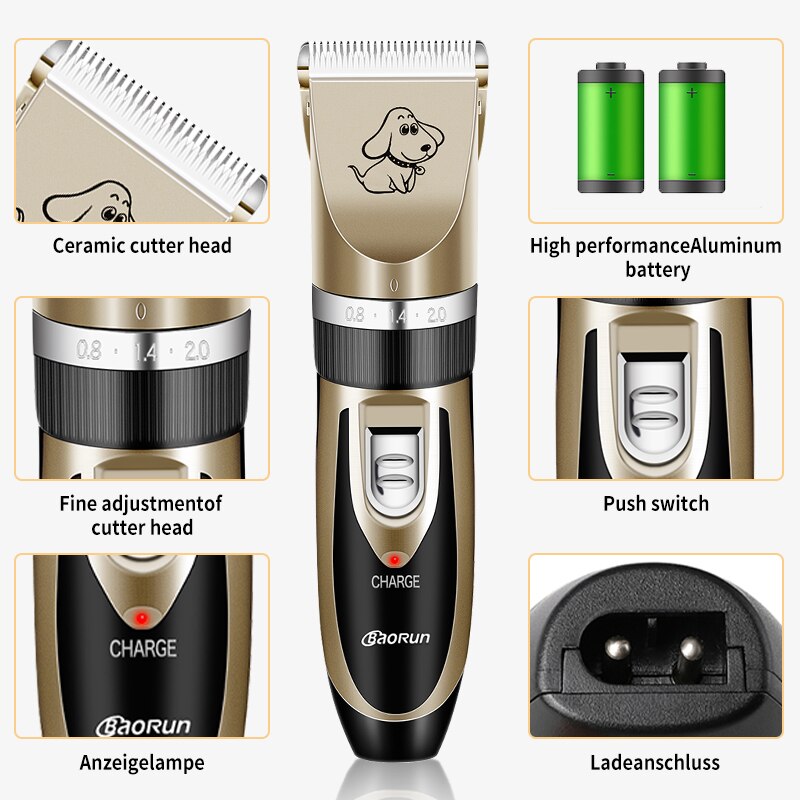 Tondeuse professionnelle Rechargeable pour chiens et chats, rasoir de toilettage à faible bruit, détacheur de poils d'animaux Tondeuse professionnelle Rechargeable pour chiens et chats, rasoir de toilettage à faible bruit, détacheur de poils d'animaux