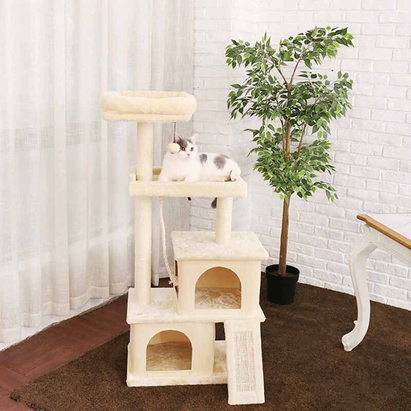 Tour condo arbre à chat de plusieurs niveaux, grattoir, maison pour animaux domestiques avec hamacs, meuble à escalader, jeux Tour condo arbre à chat de plusieurs niveaux, grattoir, maison pour animaux domestiques avec hamacs, meuble à escalader, jeux