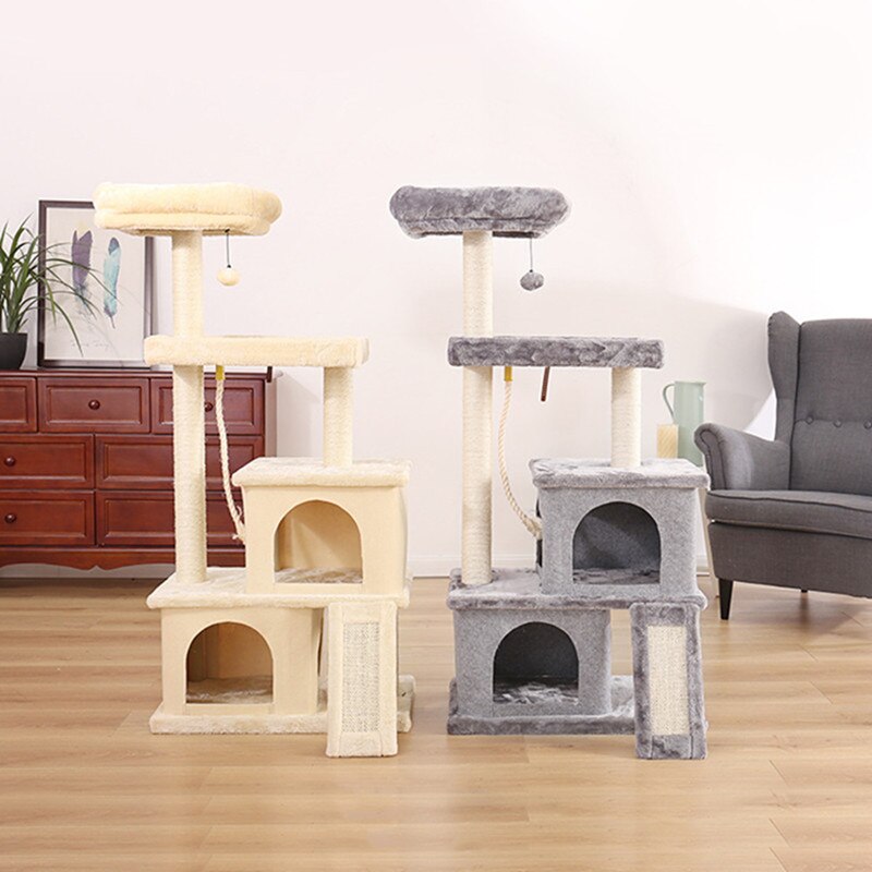 Tour condo arbre à chat de plusieurs niveaux, grattoir, maison pour animaux domestiques avec hamacs, meuble à escalader, jeux Tour condo arbre à chat de plusieurs niveaux, grattoir, maison pour animaux domestiques avec hamacs, meuble à escalader, jeux