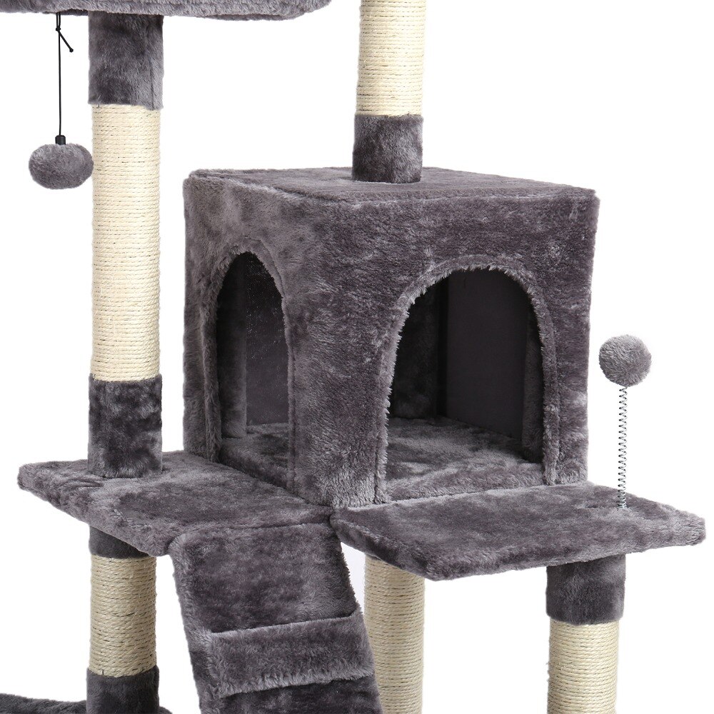 Tour condo arbre à chat de plusieurs niveaux, grattoir, maison pour animaux domestiques avec hamacs, meuble à escalader, jeux Tour condo arbre à chat de plusieurs niveaux, grattoir, maison pour animaux domestiques avec hamacs, meuble à escalader, jeux
