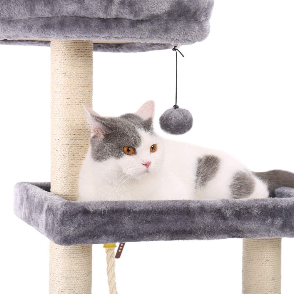 Tour condo arbre à chat de plusieurs niveaux, grattoir, maison pour animaux domestiques avec hamacs, meuble à escalader, jeux Tour condo arbre à chat de plusieurs niveaux, grattoir, maison pour animaux domestiques avec hamacs, meuble à escalader, jeux