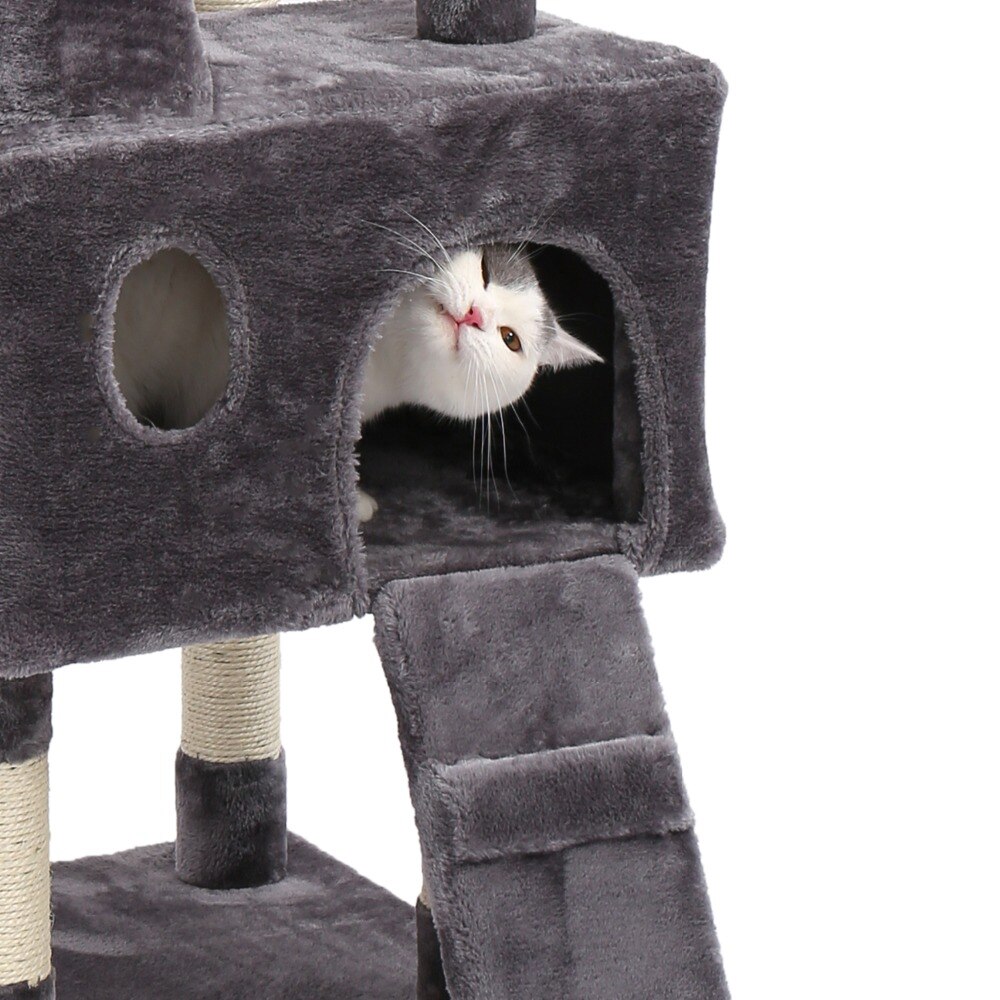 Tour condo arbre à chat de plusieurs niveaux, grattoir, maison pour animaux domestiques avec hamacs, meuble à escalader, jeux Tour condo arbre à chat de plusieurs niveaux, grattoir, maison pour animaux domestiques avec hamacs, meuble à escalader, jeux