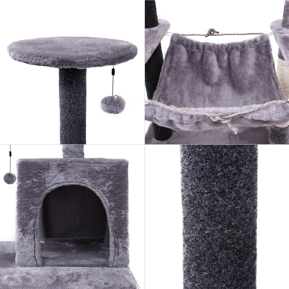 Tour condo arbre à chat de plusieurs niveaux, grattoir, maison pour animaux domestiques avec hamacs, meuble à escalader, jeux Tour condo arbre à chat de plusieurs niveaux, grattoir, maison pour animaux domestiques avec hamacs, meuble à escalader, jeux