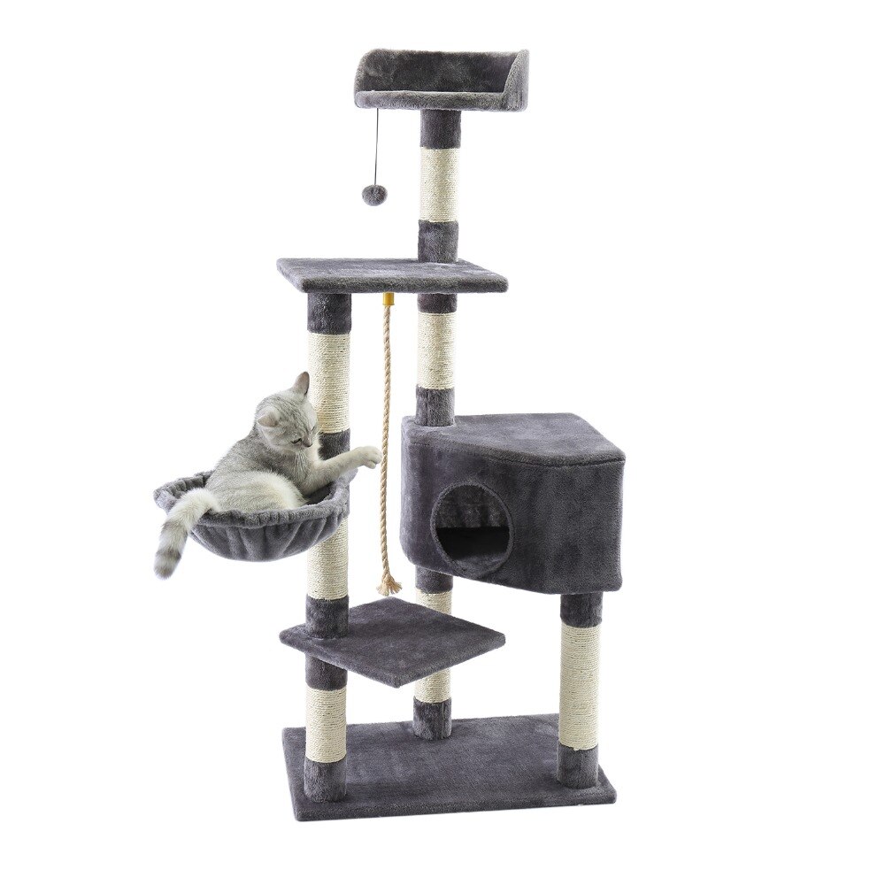 Tour condo arbre à chat de plusieurs niveaux, grattoir, maison pour animaux domestiques avec hamacs, meuble à escalader, jeux Tour condo arbre à chat de plusieurs niveaux, grattoir, maison pour animaux domestiques avec hamacs, meuble à escalader, jeux