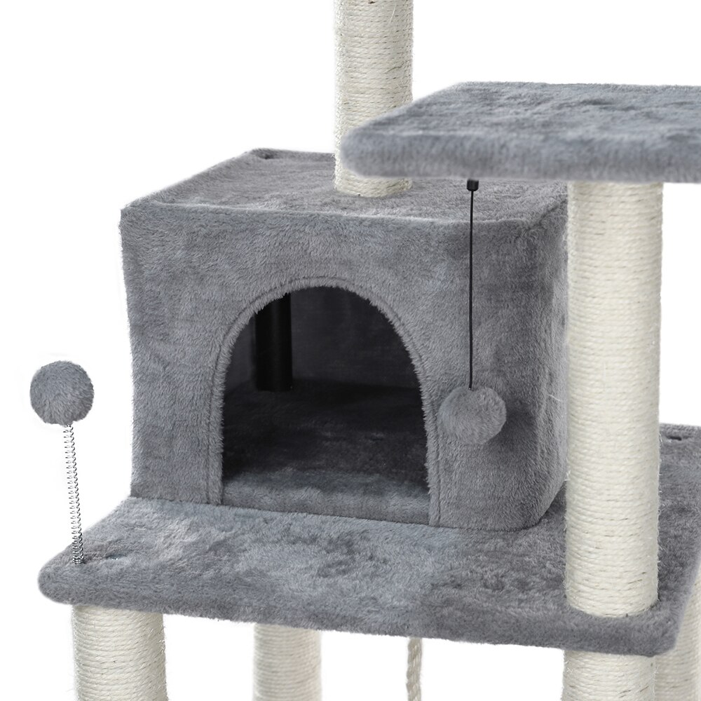 Tour condo arbre à chat de plusieurs niveaux, grattoir, maison pour animaux domestiques avec hamacs, meuble à escalader, jeux Tour condo arbre à chat de plusieurs niveaux, grattoir, maison pour animaux domestiques avec hamacs, meuble à escalader, jeux