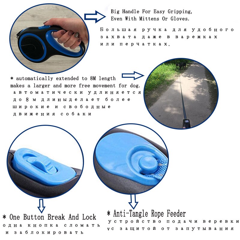 Laisse rétractable pour chien, extensible et automatique, robuste, 26 pieds, en Nylon, pour chat, grand, chiot, petit, moyen, accessoire pour animaux de compagnie Laisse rétractable pour chien, extensible et automatique, robuste, 26 pieds, en Nylon, pour chat, grand, chiot, petit, moyen, accessoire pour animaux de compagnie