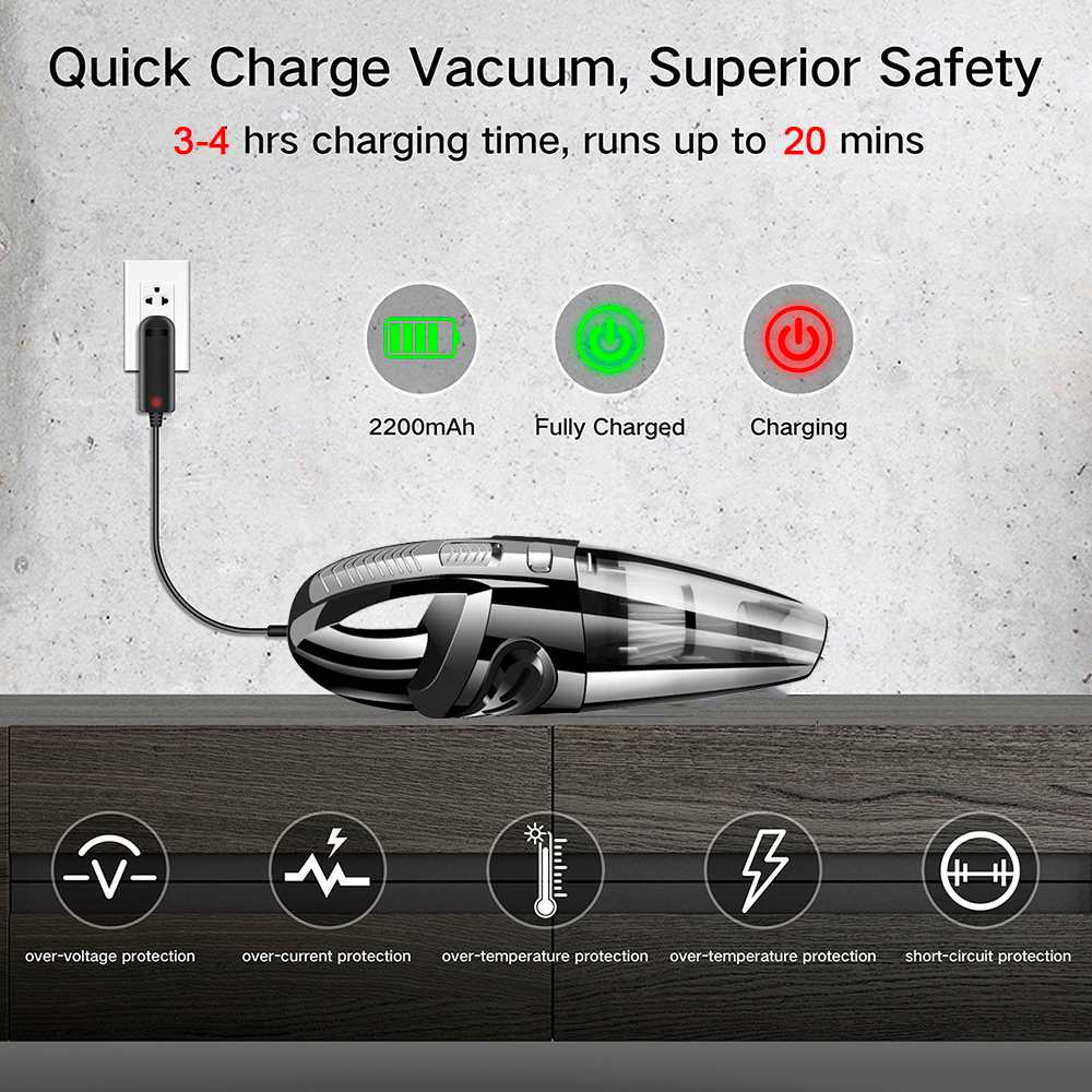 Aspirateur portatif Rechargeable portatif d'aspiration de Cyclone puissant sans fil de 3200PA facile utilisant la Charge rapide humide sec Aspirateur portatif Rechargeable portatif d'aspiration de Cyclone puissant sans fil de 3200PA facile utilisant la Charge rapide humide sec