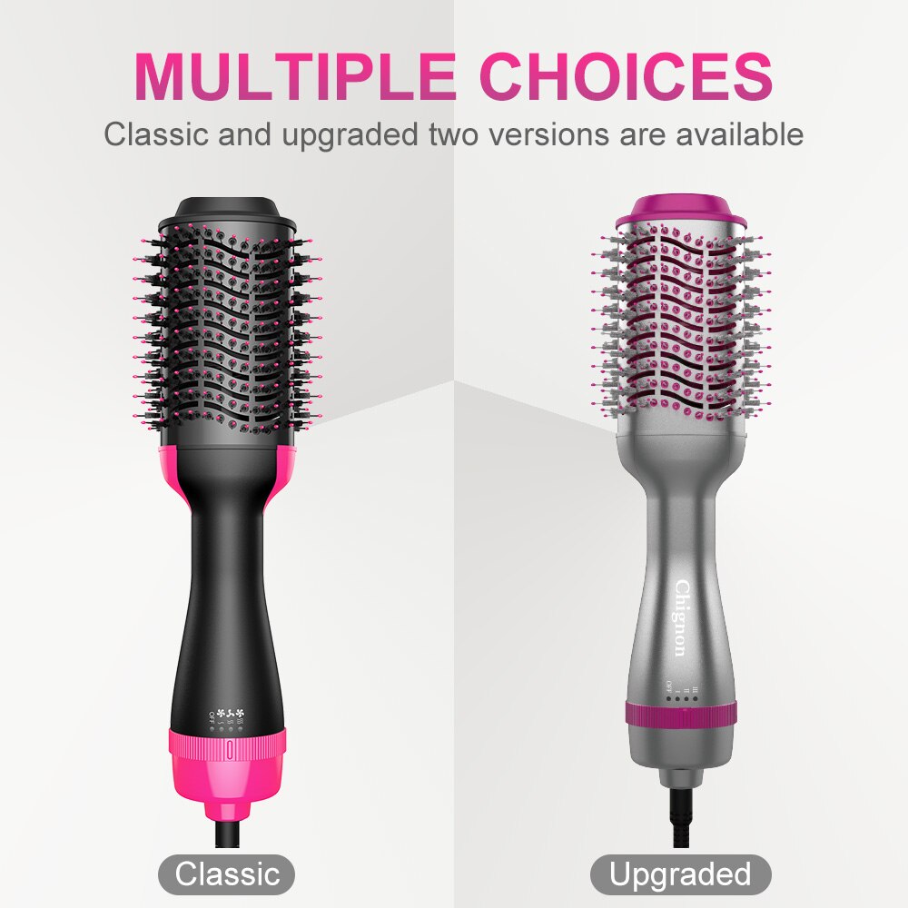 Brosse sèche-cheveux électrique Ion, puissance de 1000 W, diffuse de l'air chaud, pour styliser et donner du volume aux cheveux, permet de lisser ou boucler, peigne rouleau Brosse sèche-cheveux électrique Ion, puissance de 1000 W, diffuse de l'air chaud, pour styliser et donner du volume aux cheveux, permet de lisser ou boucler, peigne rouleau