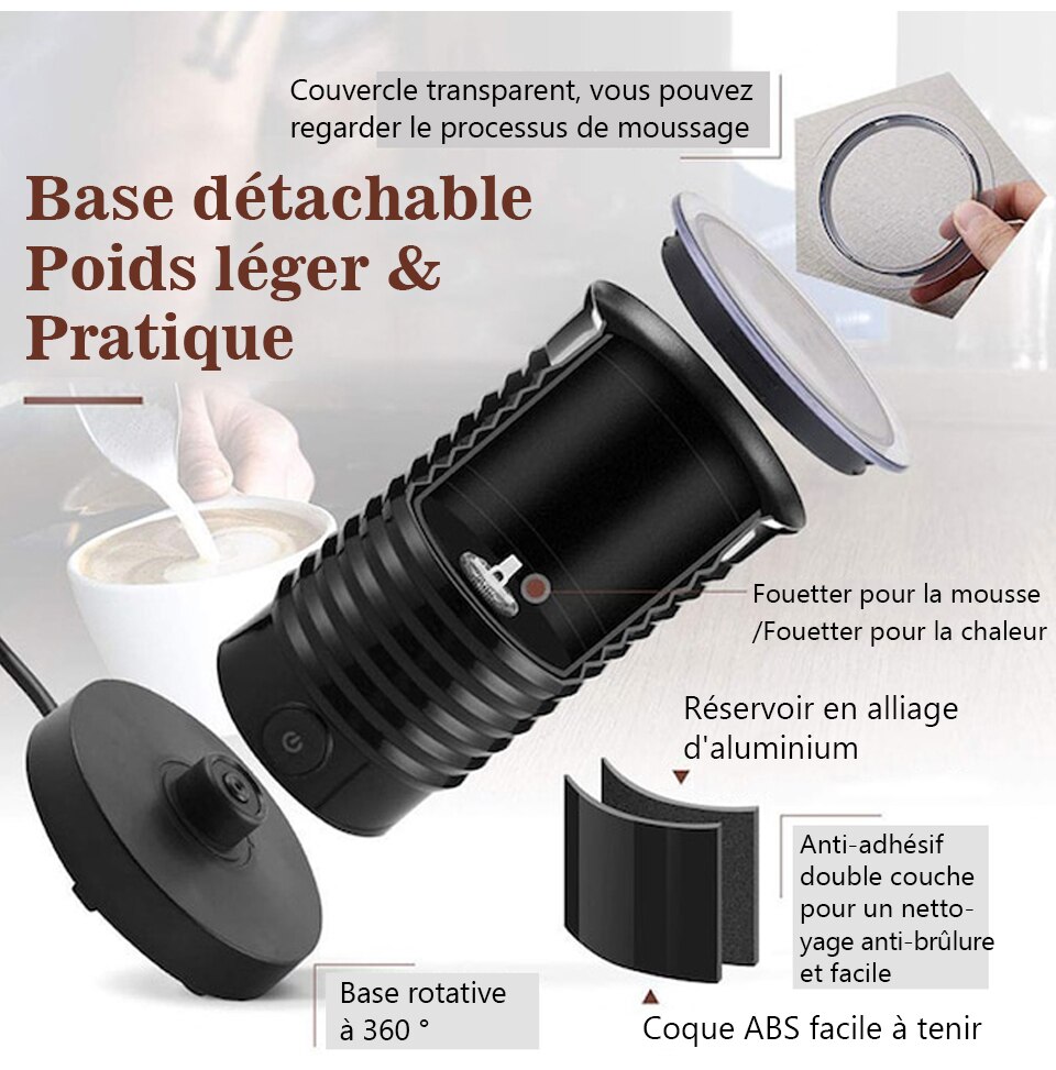 Mousseur à lait hifuse mousseur à lait froid/chaud Latte Cappuccino chocolat entièrement automatique chauffe-lait Cool Touch M2 Mousseur à lait hifuse mousseur à lait froid/chaud Latte Cappuccino chocolat entièrement automatique chauffe-lait Cool Touch M2