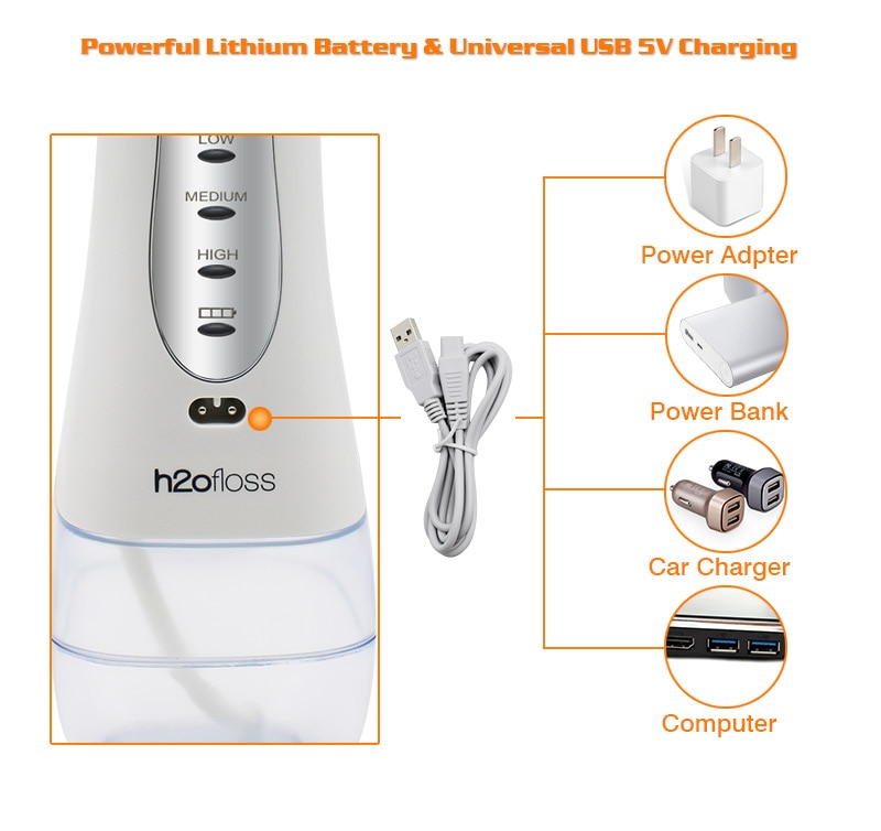 H2ofloss portable oral irrigateur usb rechargeable eau flosser dentaire Jet d'eau 300ML réservoir d'eau étanche dents nettoyeur H2ofloss portable oral irrigateur usb rechargeable eau flosser dentaire Jet d'eau 300ML réservoir d'eau étanche dents nettoyeur