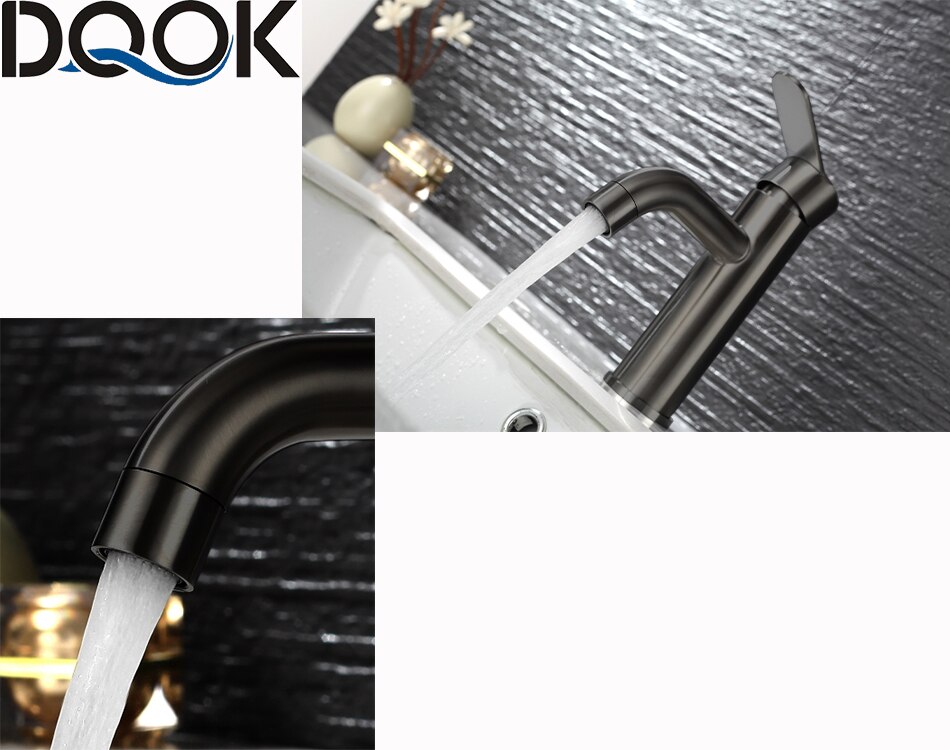 DQOK mélangeur froid/chaud, robinets de lavabo de salle de bains en nickel brossé, robinet d'évier, robinet d'eau noire, accessoires de salle de bains (tuyau non inclus DQOK mélangeur froid/chaud, robinets de lavabo de salle de bains en nickel brossé, robinet d'évier, robinet d'eau noire, accessoires de salle de bains (tuyau non inclus