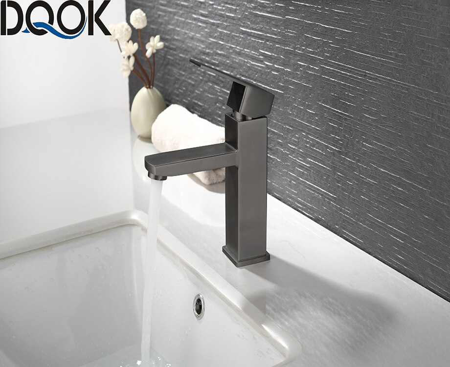 DQOK mélangeur froid/chaud, robinets de lavabo de salle de bains en nickel brossé, robinet d'évier, robinet d'eau noire, accessoires de salle de bains (tuyau non inclus DQOK mélangeur froid/chaud, robinets de lavabo de salle de bains en nickel brossé, robinet d'évier, robinet d'eau noire, accessoires de salle de bains (tuyau non inclus
