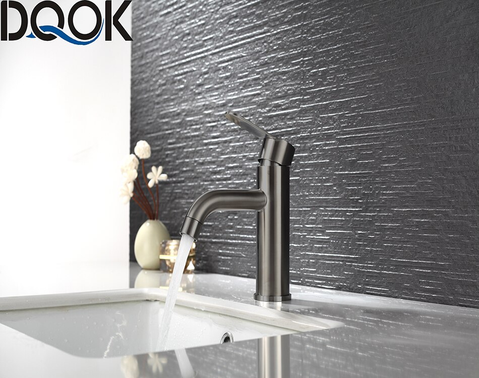 DQOK mélangeur froid/chaud, robinets de lavabo de salle de bains en nickel brossé, robinet d'évier, robinet d'eau noire, accessoires de salle de bains (tuyau non inclus DQOK mélangeur froid/chaud, robinets de lavabo de salle de bains en nickel brossé, robinet d'évier, robinet d'eau noire, accessoires de salle de bains (tuyau non inclus