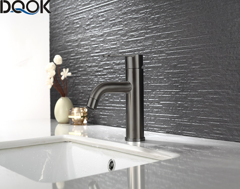 DQOK mélangeur froid/chaud, robinets de lavabo de salle de bains en nickel brossé, robinet d'évier, robinet d'eau noire, accessoires de salle de bains (tuyau non inclus DQOK mélangeur froid/chaud, robinets de lavabo de salle de bains en nickel brossé, robinet d'évier, robinet d'eau noire, accessoires de salle de bains (tuyau non inclus