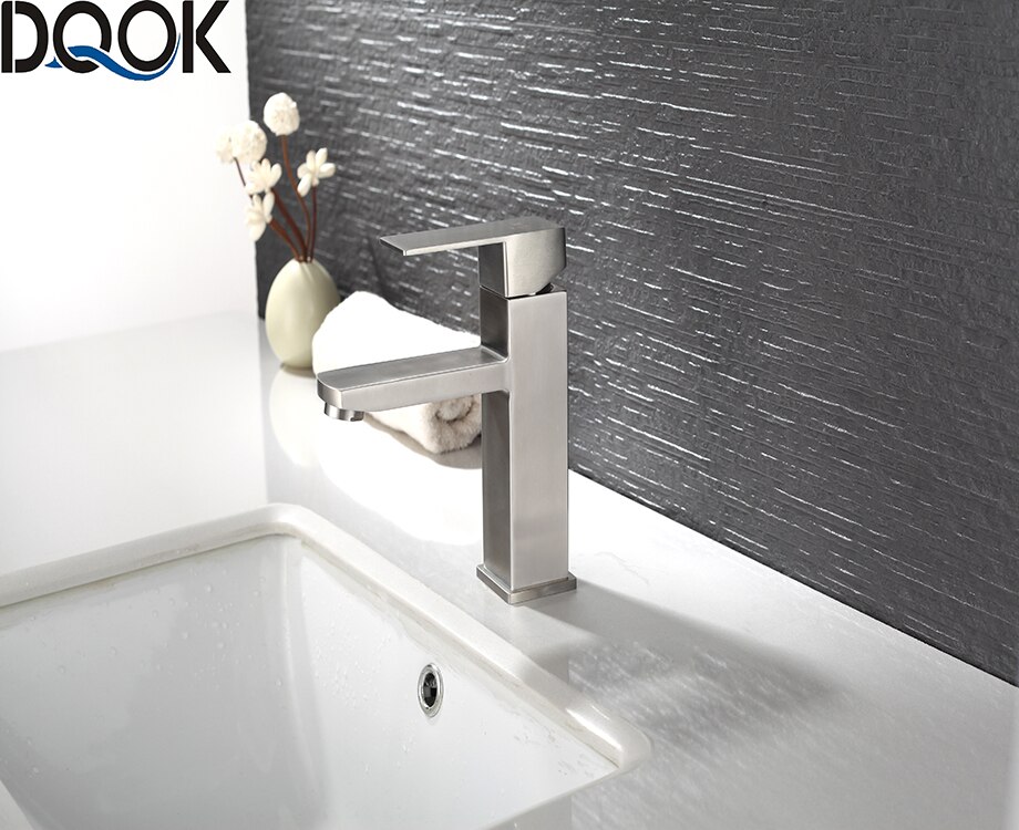 DQOK mélangeur froid/chaud, robinets de lavabo de salle de bains en nickel brossé, robinet d'évier, robinet d'eau noire, accessoires de salle de bains (tuyau non inclus DQOK mélangeur froid/chaud, robinets de lavabo de salle de bains en nickel brossé, robinet d'évier, robinet d'eau noire, accessoires de salle de bains (tuyau non inclus