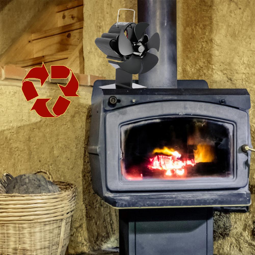 Cheminée noire 5 pales poêle à chaleur ventilateur bûche brûleur à bois eco-fan foyer silencieux ventilateur de cheminée répartition efficace de la chaleur Cheminée noire 5 pales poêle à chaleur ventilateur bûche brûleur à bois eco-fan foyer silencieux ventilateur de cheminée répartition efficace de la chaleur