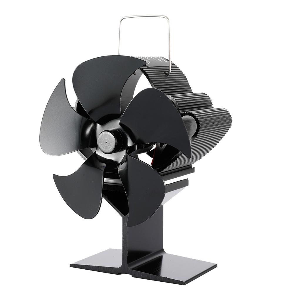 Cheminée noire 5 pales poêle à chaleur ventilateur bûche brûleur à bois eco-fan foyer silencieux ventilateur de cheminée répartition efficace de la chaleur Cheminée noire 5 pales poêle à chaleur ventilateur bûche brûleur à bois eco-fan foyer silencieux ventilateur de cheminée répartition efficace de la chaleur
