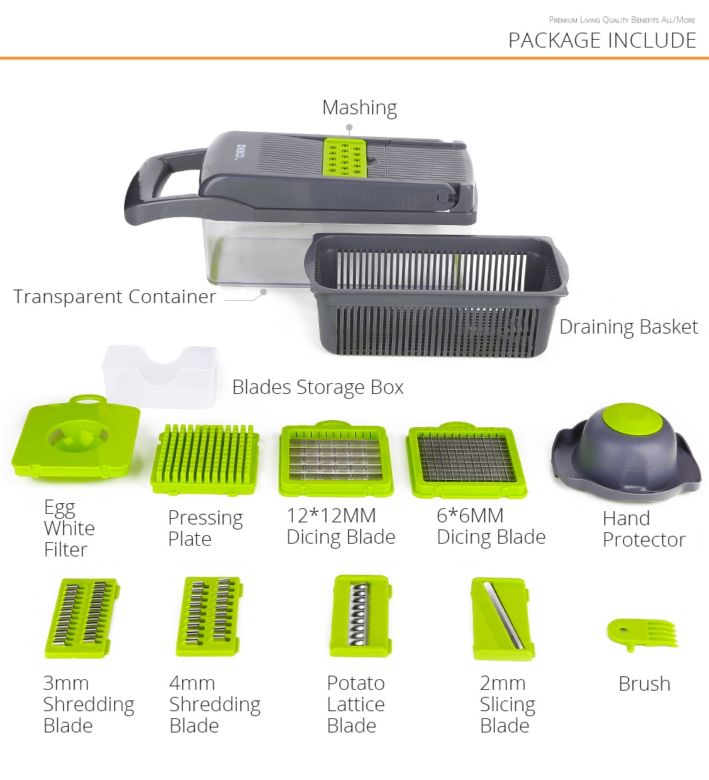 DEKO coupe légumes trancheuse de fruits multifonctionnel pomme de terre éplucheur carotte râpe ail broyeur accessoires de cuisine