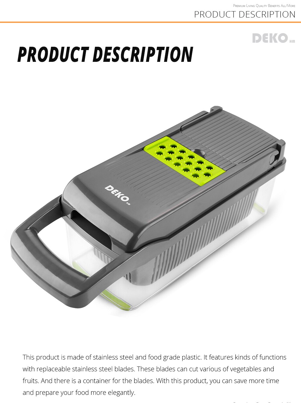 DEKO coupe légumes trancheuse de fruits multifonctionnel pomme de terre éplucheur carotte râpe ail broyeur accessoires de cuisine